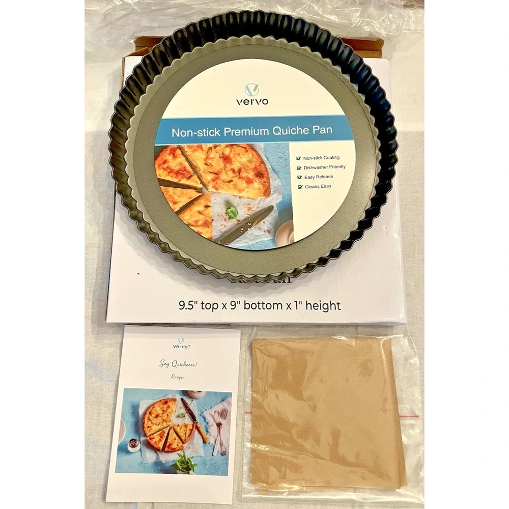 Vervo Tart Pan, Quiche, Pizza, Pies w/ Removable Non-Stick Bottom New in Box